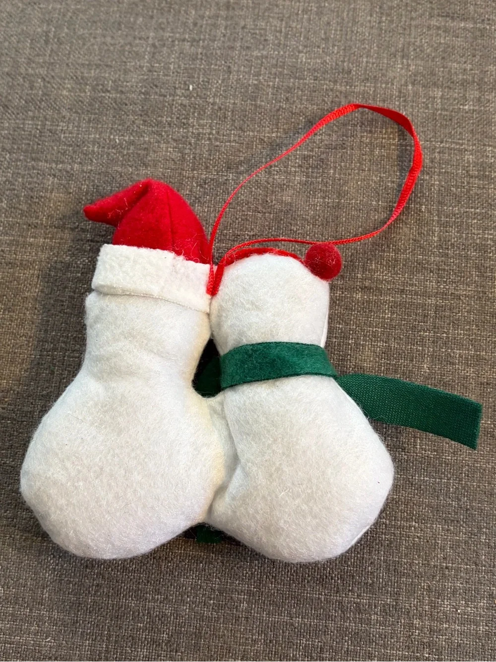 Set of 2 Snowman Couple Plush Christmas Ornaments Holiday Décor